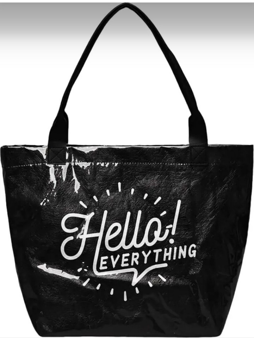 Black "Hello Everything" Reusable Tote Bag NEW